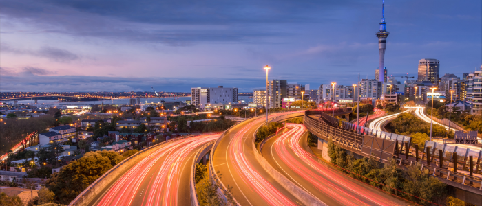 "Spaghetti Junction" SH 1 into CBD at dusk